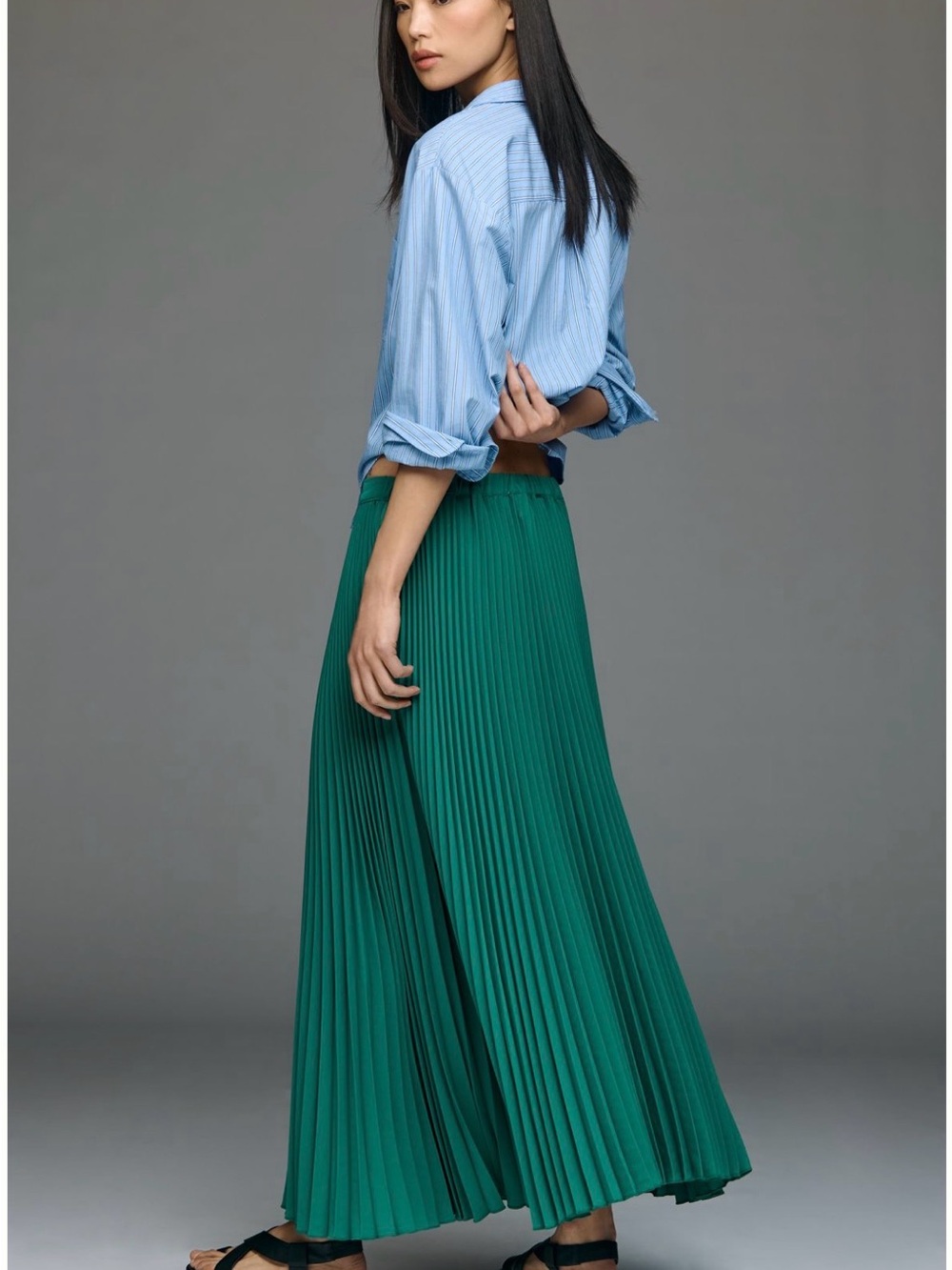 Maeve Pleated Button-front Midi Skirt - Picture 2 of 7